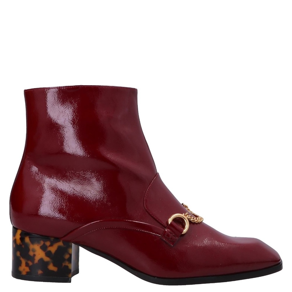 Stella McCartney Ankle Boot NIB! Faux Leather Size 6 36 Burgundy Gold - Picture 5 of 8